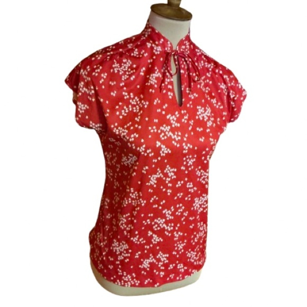 Vtg Red 70s polyester top